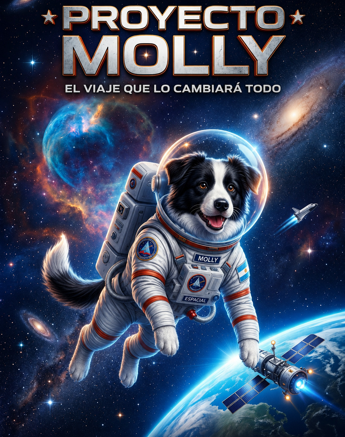 Molly astronauta explorando el espacio